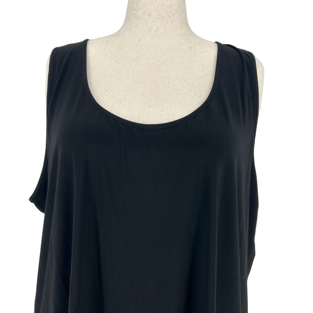 Alain Weiz Women Tank‎ Top 3X Black Scoop Neck Sleeveless Shell Minimalist Chic
